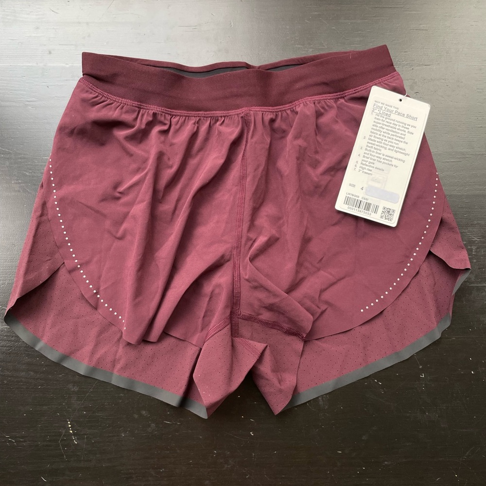 Lululemon Find Your Pace Short 3” Lined (Size 4) Cassis NWT RARE